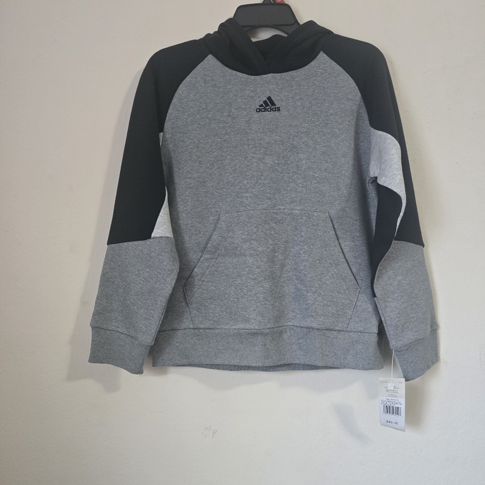 Adidas Gray and Black Sweatshirt with Raglan Sleeves